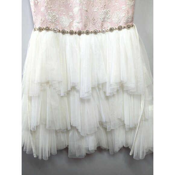 American Princess Girls Dress Size 10 Embroidered Floral Layered Skirt Rhineston - Picture 7 of 12